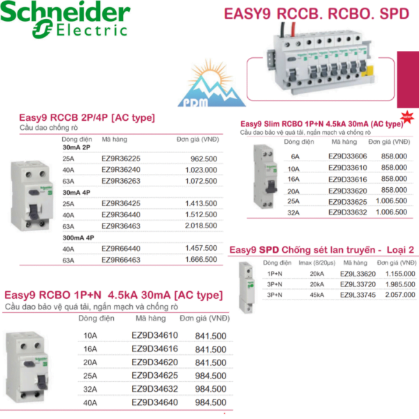 aptomat chống giật EZ9R36225 Schneider EASY9 RCCB 2P 25A ...
