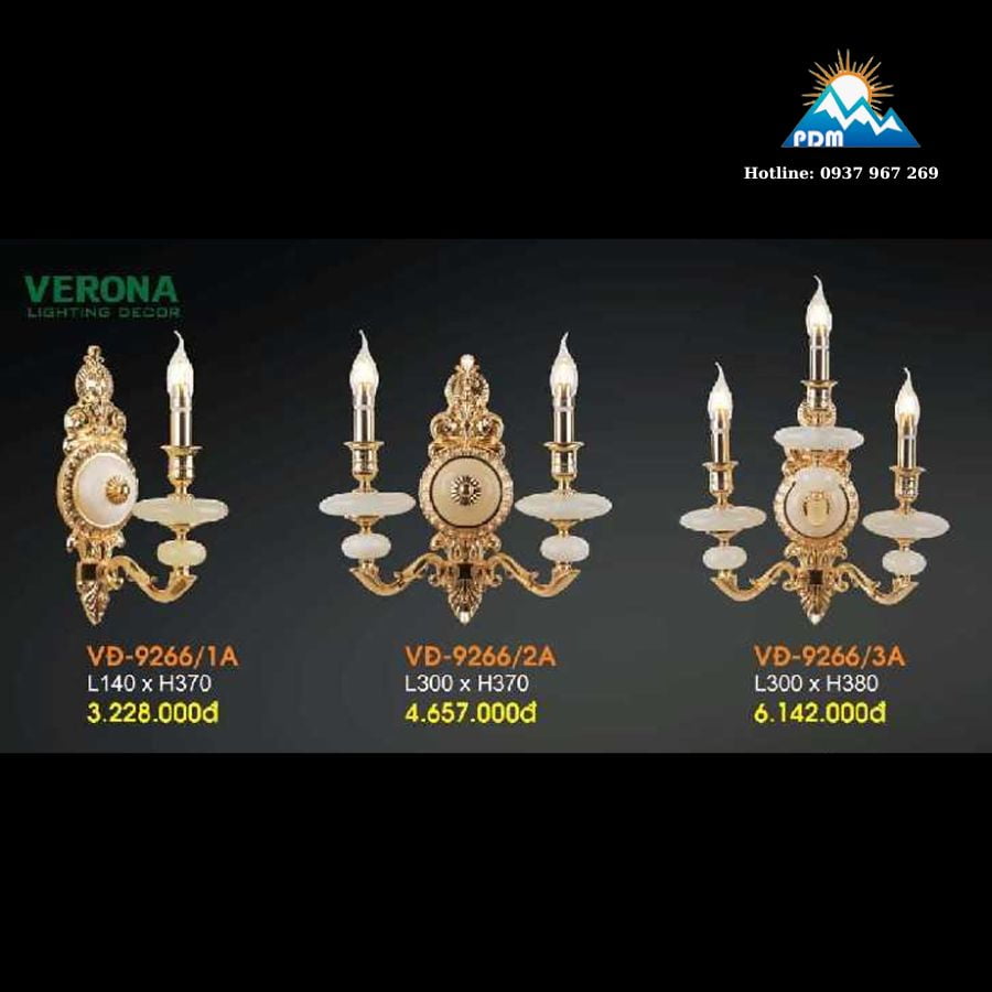 Đèn treo tường nến đồng VĐ-9266 Verona