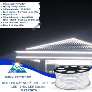 LED dây trắng ngoài trời Nanoco NST12076 1 dãy LED - thiết kế hiện đại