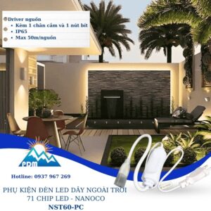 Nguồn LED dây Nanoco 72 chip LED ngoài trời NST60-PC - IP65