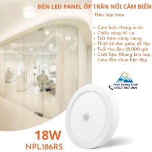 Đèn LED Panel cảm biến loại tròn Nanoco NPL186RS 18W - thiết kế sang trọng