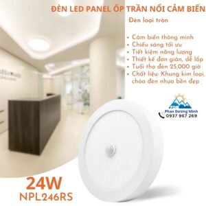 Đèn LED Panel cảm biến tròn Nanoco NPL246RS 24W hiện đại