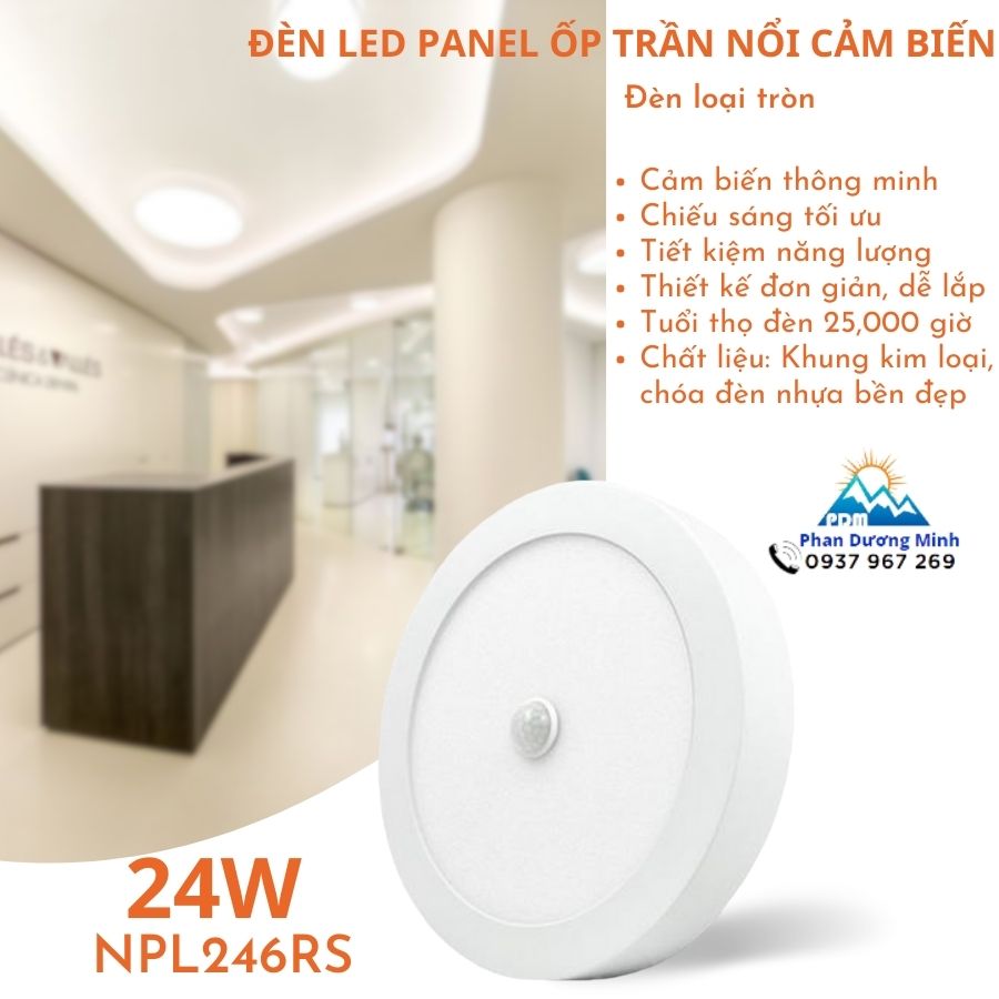 Đèn LED Panel cảm biến tròn Nanoco NPL246RS 24W hiện đại