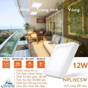 Đèn LED Panel đổi màu vuông 12W Nanoco NPL12CSW - thiết kế hiện đại