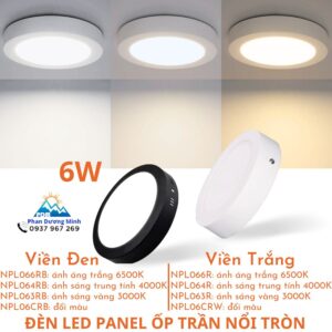 Đèn LED Panel ốp nổi Nanoco 6W - 4 lựa chọn màu ánh sáng