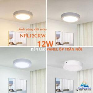 Đèn LED Panel tròn viền trắng 12W Nanoco NPL12CRW đổi màu linh hoạt
