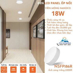 Đèn LED Panel viền mỏng 18W Nanoco NSFP186R ánh sáng trắng