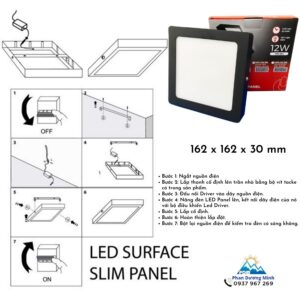 Đèn LED Panel vuông 12W Nanoco - cách lắp đặt