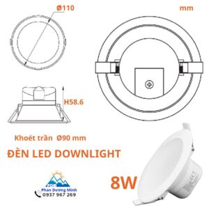 Đèn LED âm trần 3 màu ánh sáng 8W Nanoco NDL08C gọn nhẹ