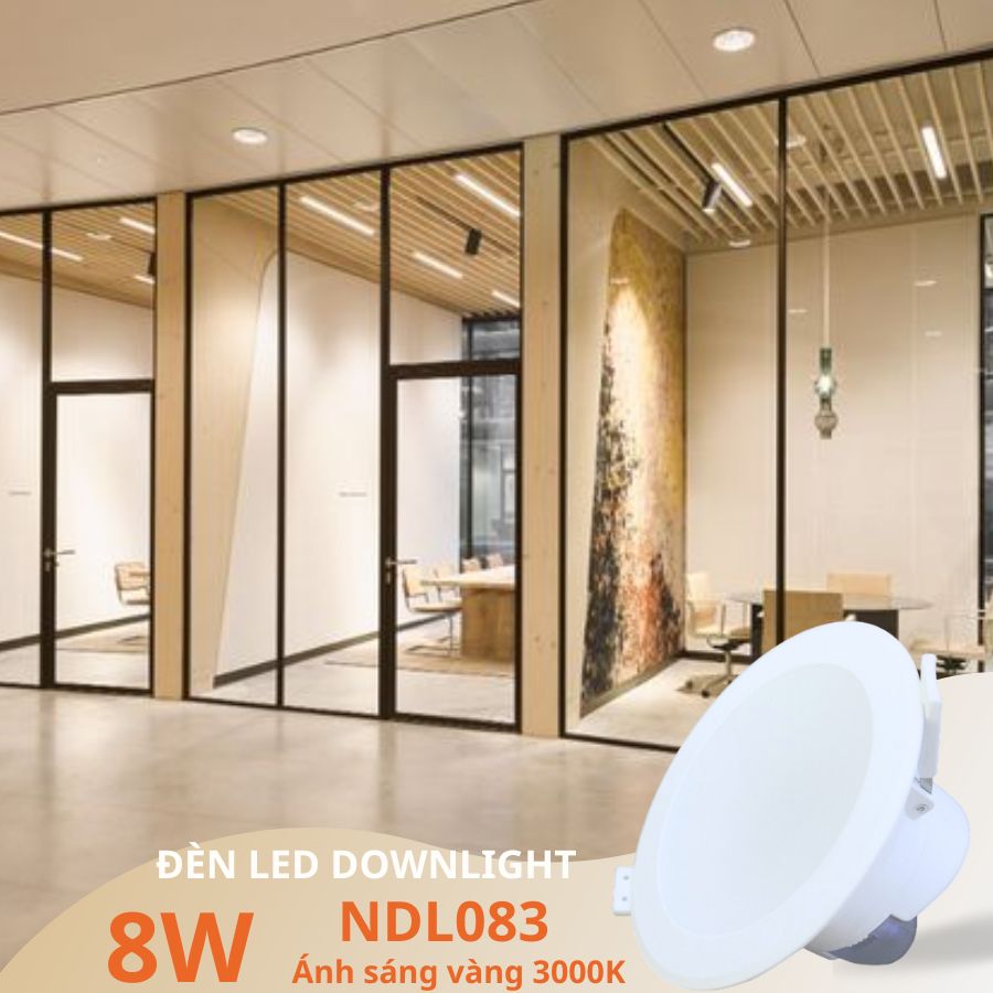 Đèn LED âm trần 8W Nanoco NDL083 ánh sáng vàng sang trọng