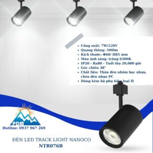 Đèn LED track light đen Nanoco NTR076B ánh sáng trắng - thiết kế hiện đại