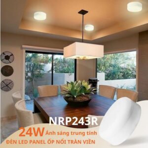 Đèn LED trần tròn tràn viền 24W Nanoco NRP243R ánh sáng vàng ấm
