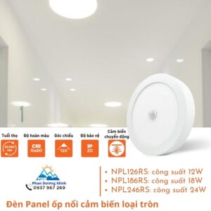 Đèn Panel ốp nổi cảm biến loại tròn Nanoco - 3 công suất