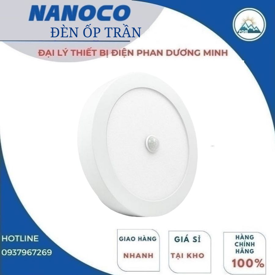 Đèn Panel ốp nổi cảm biến loại tròn Nanoco tiết kiệm điện