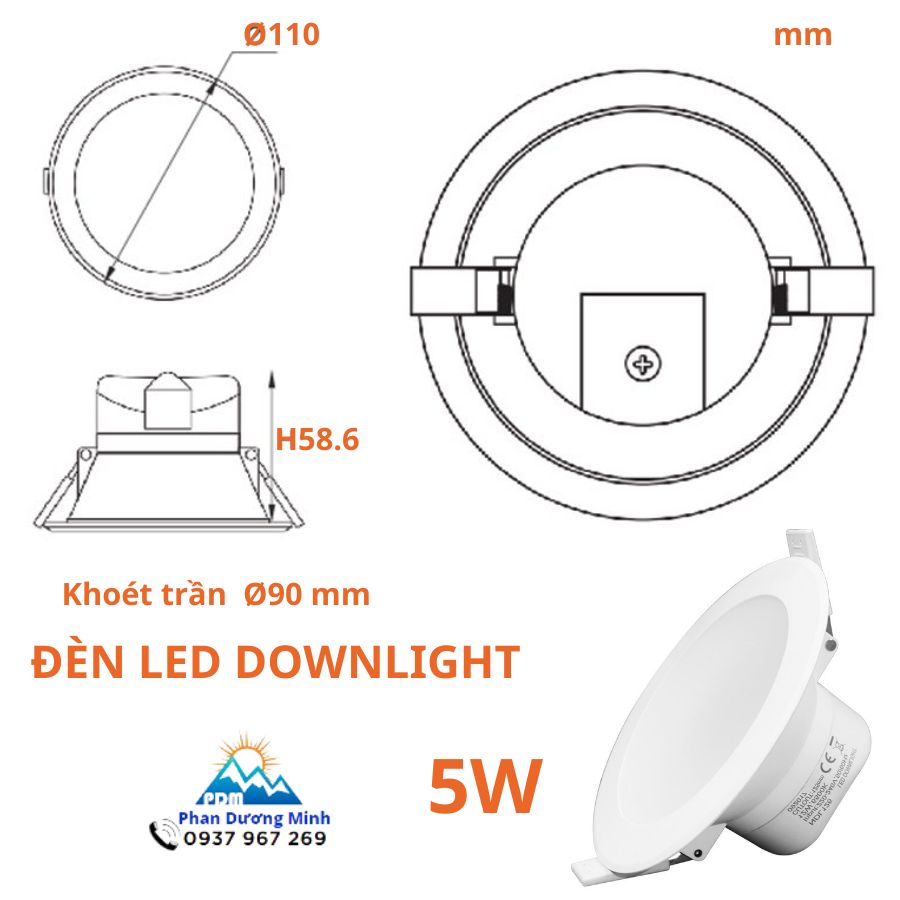 Đèn âm trần Nanoco 5W NDL0569 ánh sáng trắng - dễ lắp đặt