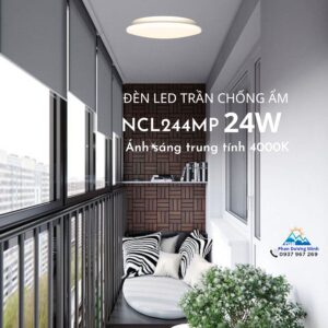 Đèn mâm chống ẩm 24W Nanoco NCL244MP ánh sáng trung tính 4000K