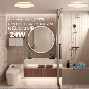 Đèn ốp nổi chống ẩm 24W Nanoco NCL243MP ánh sáng vàng 3000K