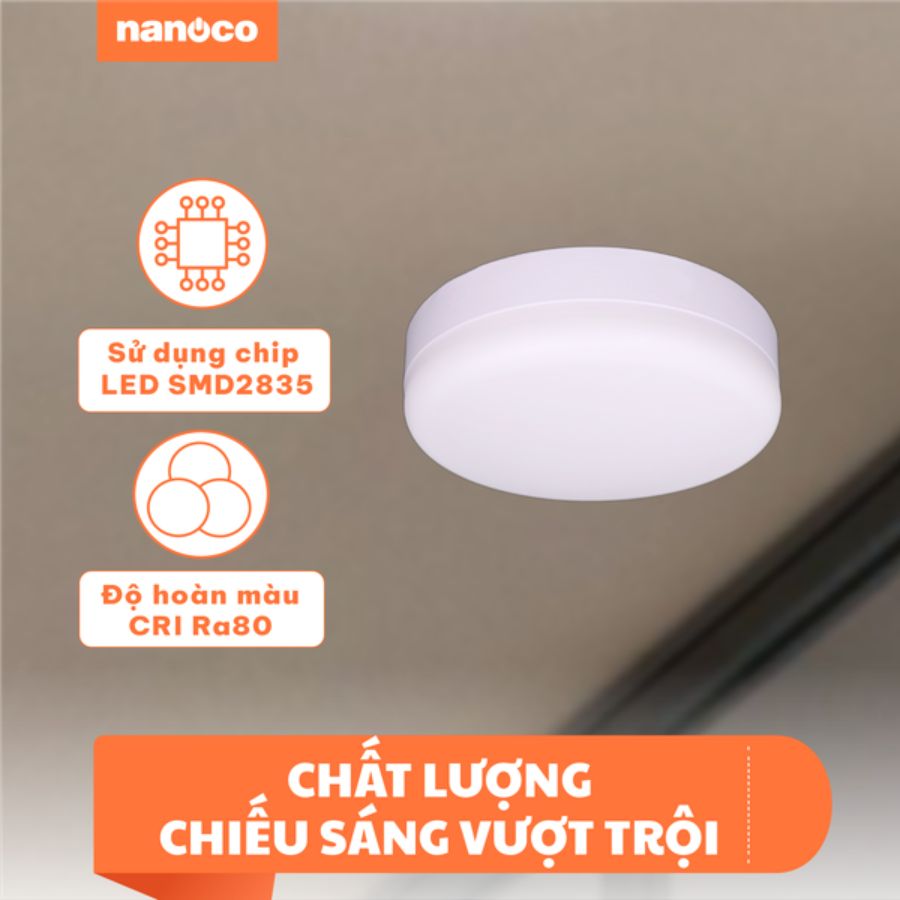 Đèn ốp trần tràn viền 12W Nanoco NRP126R chiếu sáng hiệu quả
