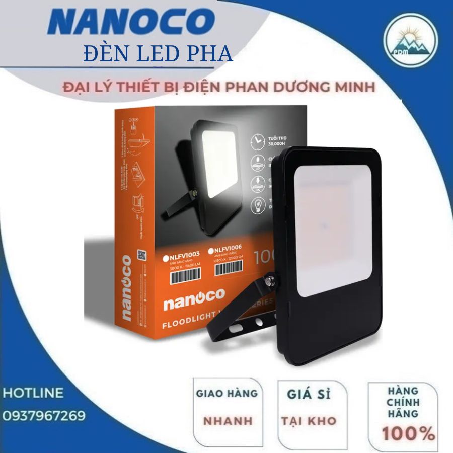 Đèn pha 100W Nanoco Venus Series NLFV1006 ánh sáng trắng IP65