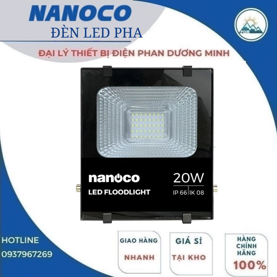 Đèn pha LED 20W Nanoco NLFH0203 ánh sáng vàng IP66