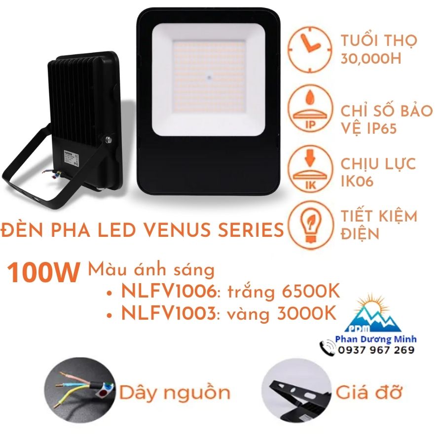 Đèn pha LED Venus Series Nanoco 100W - 2 màu ánh sáng lựa chọn