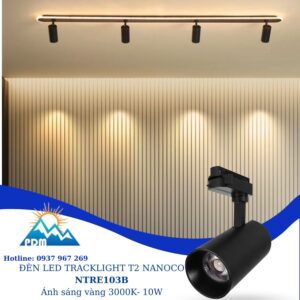 Đèn rọi gắn thanh ray T2 đen Nanoco NTRE103B ánh sáng vàng sang trọng