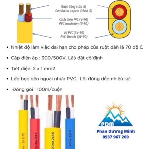 Dây điện đôi mềm ovan VCmo 2x1mm Cadivi