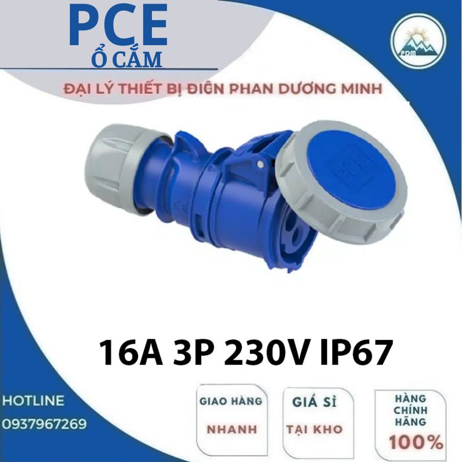Ổ cắm nối kín nước PCE có nắp che F2132-6