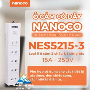 Phích cắm 2 chấu có dây Nanoco NES5215-3