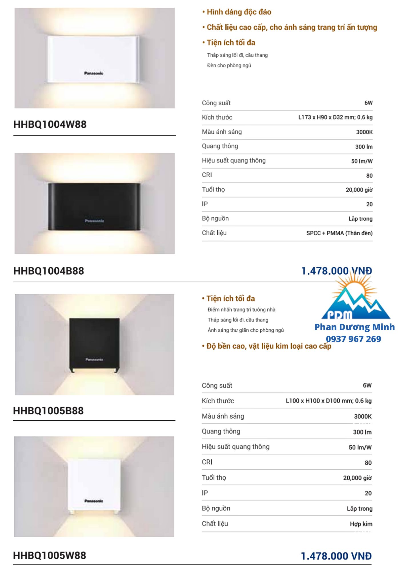 Bảng giá đèn gắn tường Panasonic