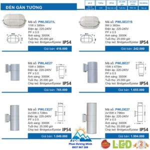 Bảng giá đèn gắn tường Paragon