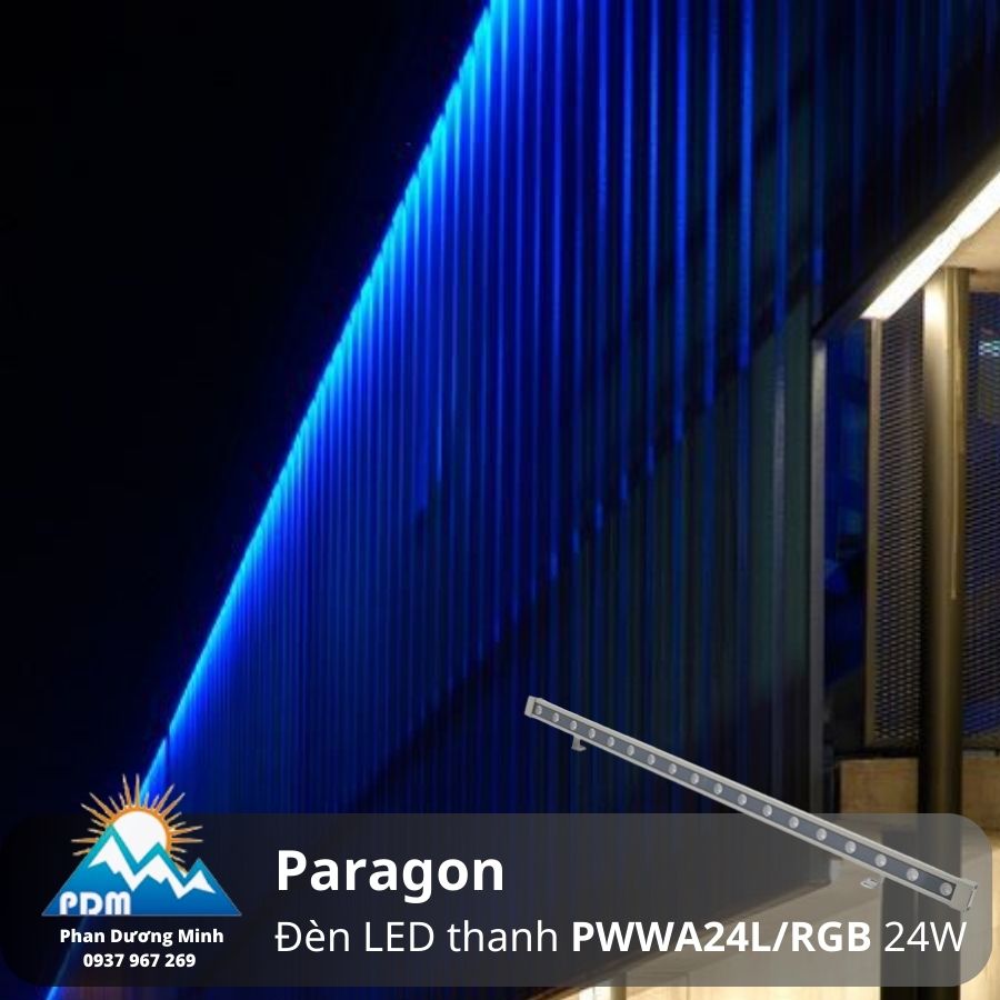 Thanh đèn LED dài 1m Paragon PWWA24L RGB 24W, IP65