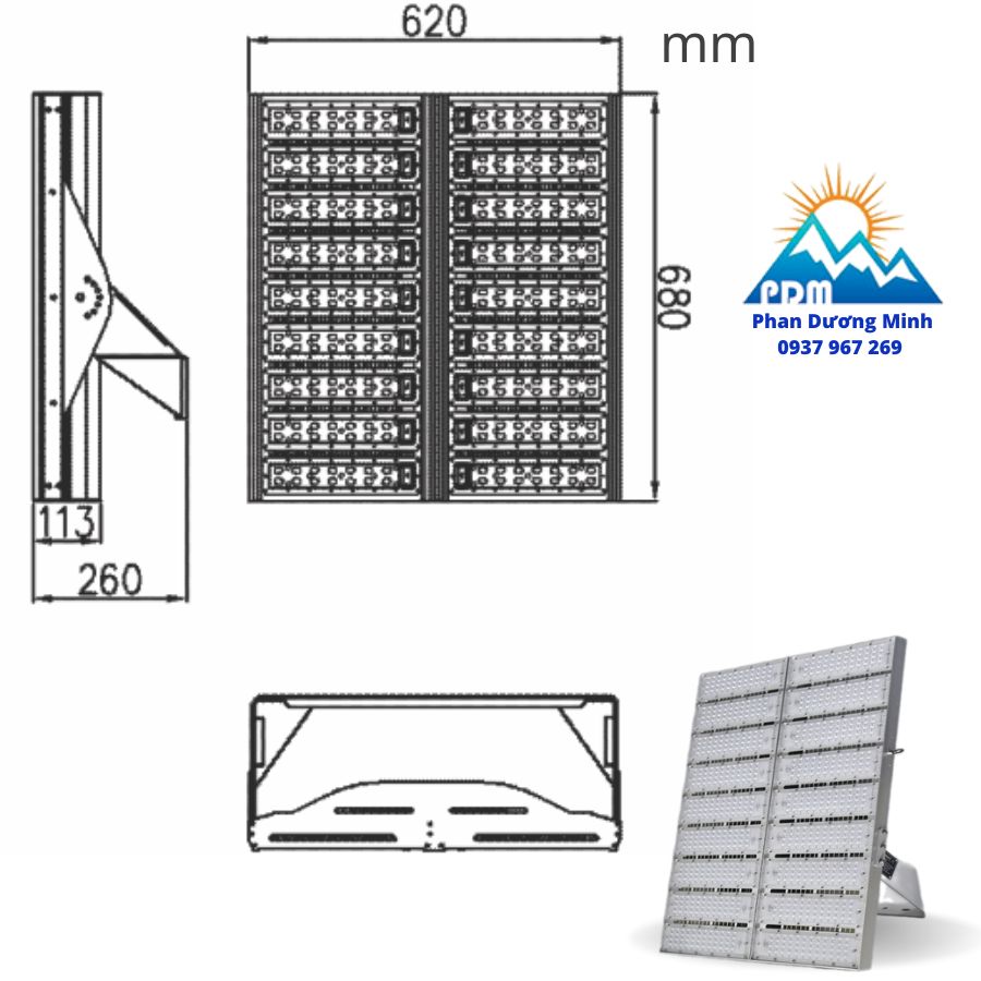 Đèn pha LED cao áp Paragon PHMA90065L 900W, IP65