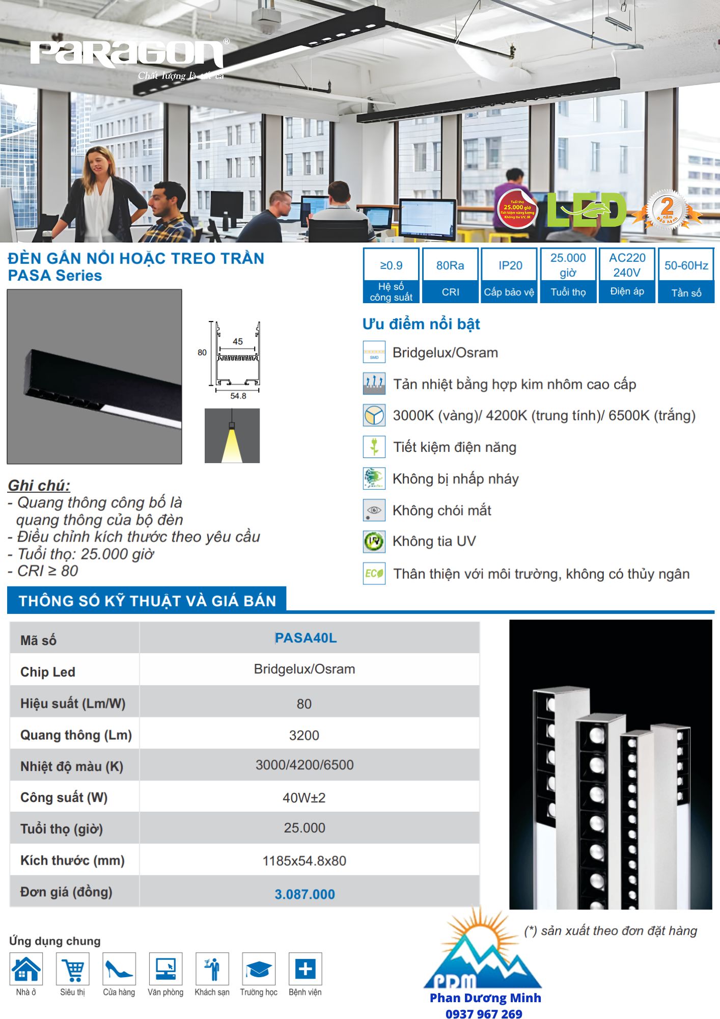 Giá đèn LED thanh PASA Series Paragon